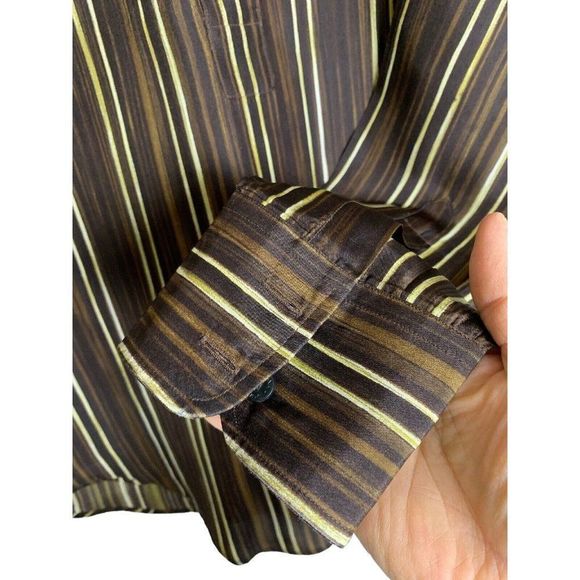Mens Dolce & Gabbana Shirt Medium Italy Stripe Vintage Half Button Placket  1636 - Picture 7 of 9